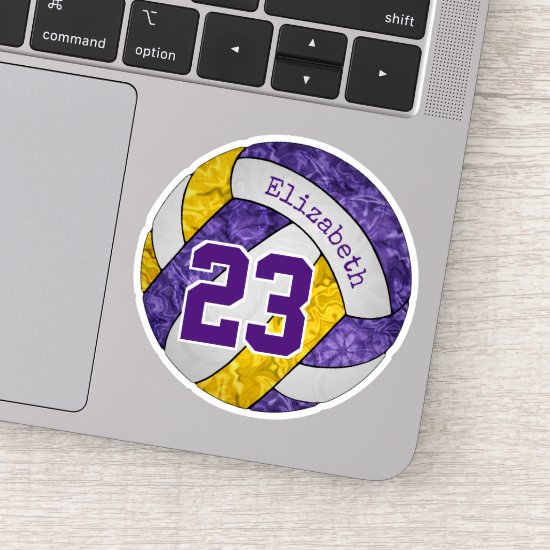 purple gold girls volleyball player team colors sticker