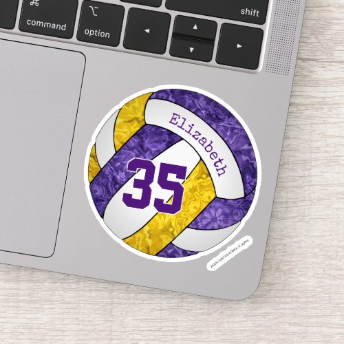 purple gold girls volleyball player team colors sticker