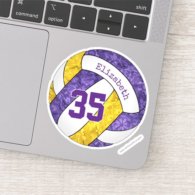 purple gold girls volleyball player team colors sticker (Detail)