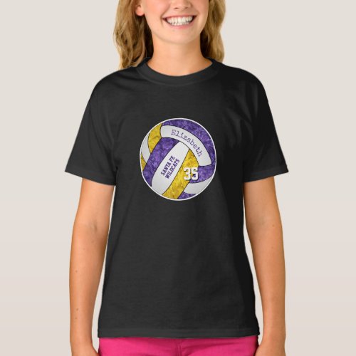 purple gold girls volleyball team colors T_Shirt