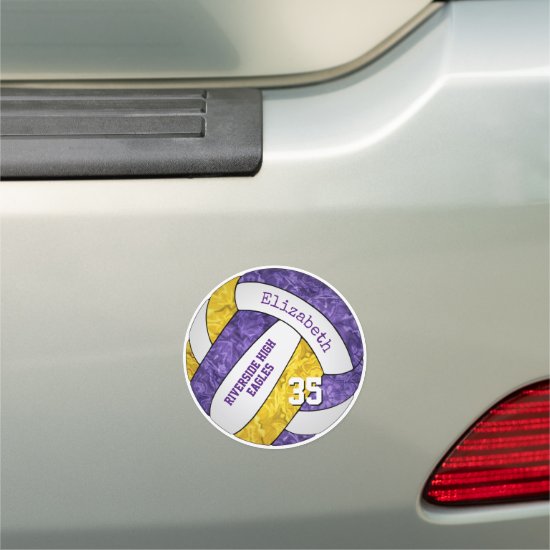 purple gold girly volleyball team colors locker or car magnet