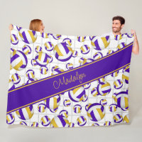 Purple gold girly volleyballs pattern net accent