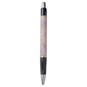Purple Gold Glam Leopard Print Pen