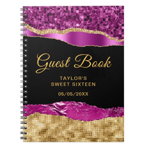 Purple Gold Glam Tears Sweet Sixteen Guest Book