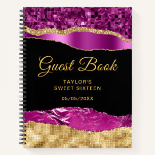 Purple Gold Glam Tears Sweet Sixteen Guest Book