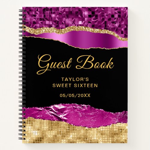 Purple Gold Glam Tears Sweet Sixteen Guest Book