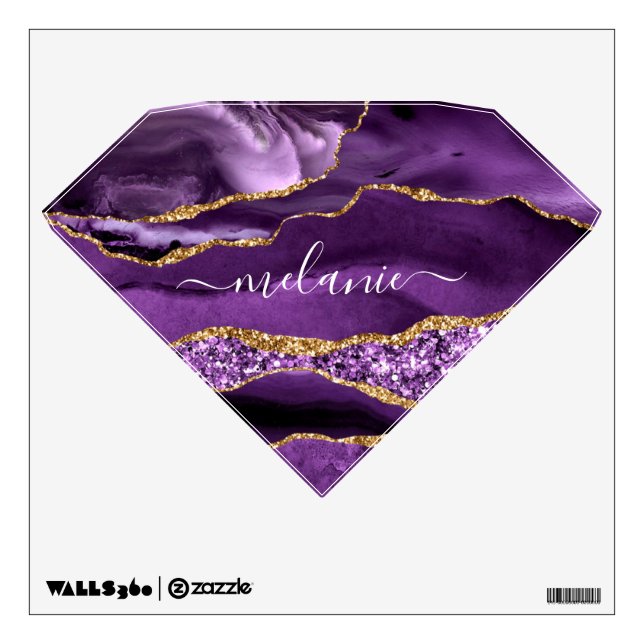 Purple Gold Glitte Wall Decal Personalized Name (Front)