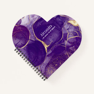 Purple Gold Glitter Agate with Affirmation Notebook