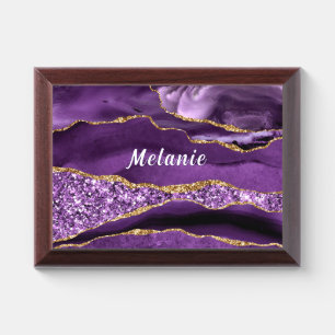 Purple Gold Glitter Award Plaque with Custom Name