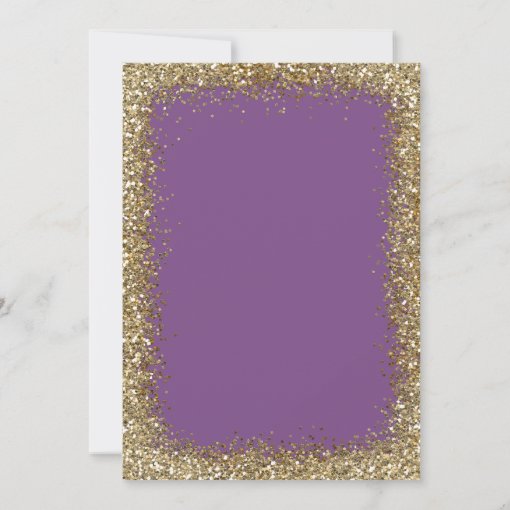Purple &amp; Gold Glitter Baby Girl Shower Invitation | Zazzle