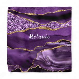 Purple Gold Glitter Bandana Personalized Your Name