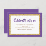 Purple & Gold Glitter Bar Mitzvah Insert Card<br><div class="desc">This trendy insert card features bold lettering on the front with a layered look in gold glitter and white,  and a solid colored back. Add your text using the template form. Change the font,  layout and colors using the Customize feature.</div>