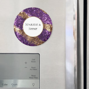 Purple Gold Glitter Birthday Magnet