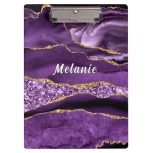 Purple Gold Glitter Clipboard Personalized Name