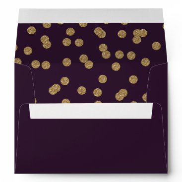 Purple Gold Glitter Confetti Elegant Wedding Envelope