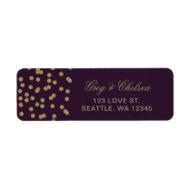 Purple Gold Glitter Confetti Elegant Wedding Label