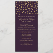 Purple Gold Glitter Confetti Elegant Wedding Program