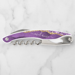 Purple Gold Glitter Corkscrew Personalized Name