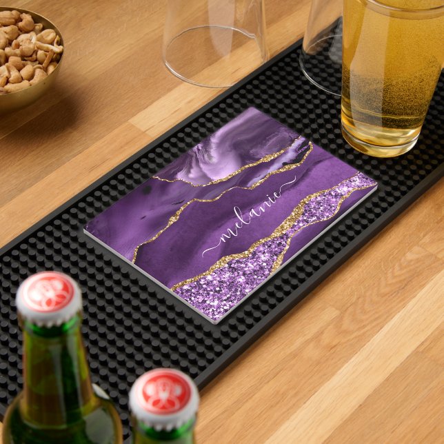 Purple Gold Glitter Custom Letter Name Bar Mat (Insitu (Bar 2))