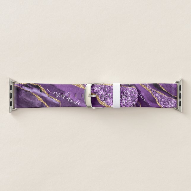 Purple Gold Glitter Custom Name Apple Watch Band (Band)