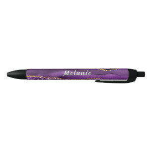 Purple Gold Glitter Custom Name Pen