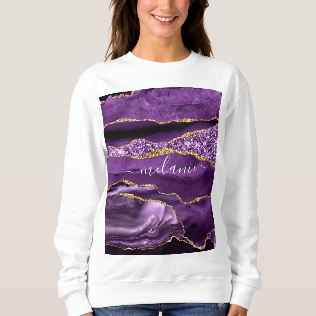 Purple Gold Glitter Custom Name Sweatshirt (Front)
