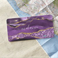 Purple Gold Glitter Custom Your Name License Plate