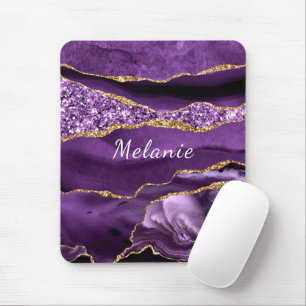 Purple Gold Glitter Custom Your Name Mouse Pad