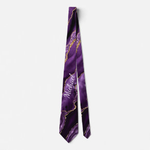 Purple Gold Glitter Custom Your Name Neck Tie