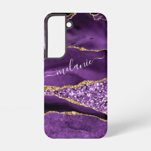Purple Gold Glitter Custom Your Name Personalized Samsung Galaxy S22 Case