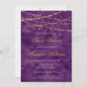 Purple/Gold Glitter Dress Sweet 16 Invitation (Back)