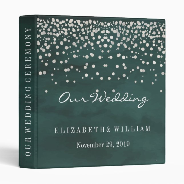 Purple Gold Glitter Faux Foil Confetti Personalize 3 Ring Binder (Front/Spine)