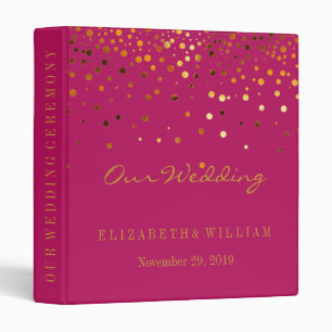 Purple Gold Glitter Faux Foil Confetti Personalize 3 Ring Binder