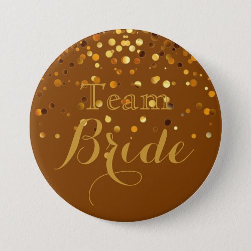 Purple Gold Glitter Faux Foil Wedding Team Bride Pinback Button