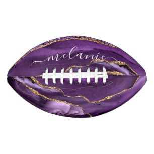Purple Gold Glitter Football with Custom Name