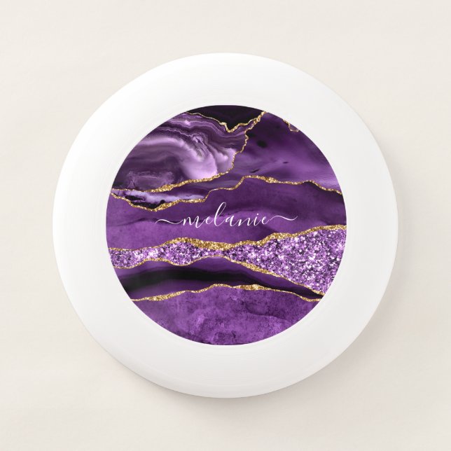 Purple Gold Glitter Frisbee Gift Personalized Name (Front)