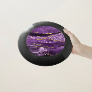 Purple Gold Glitter Frisbee with Custom Name