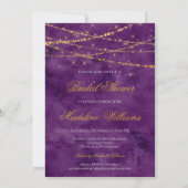 Purple/Gold Glitter Gown  Bridal Shower Invitation (Back)