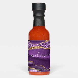Purple Gold Glitter Hot Sauces with Custom Name