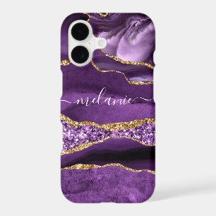 Purple Gold Glitter iPhone Case Personalized Name
