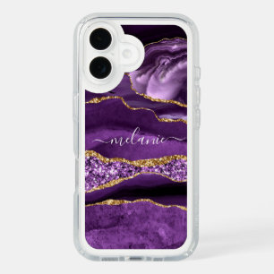 Purple Gold Glitter iPhone Case Personalized Name