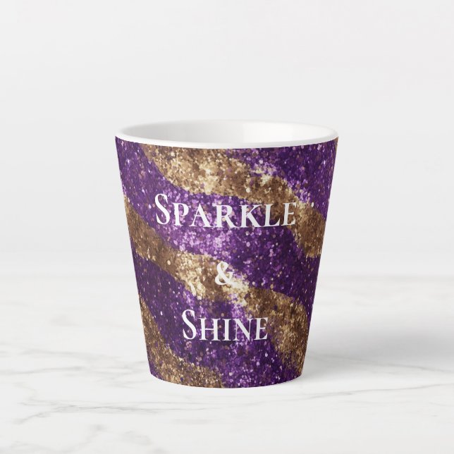 Purple Gold Glitter Latte Mug (Front)