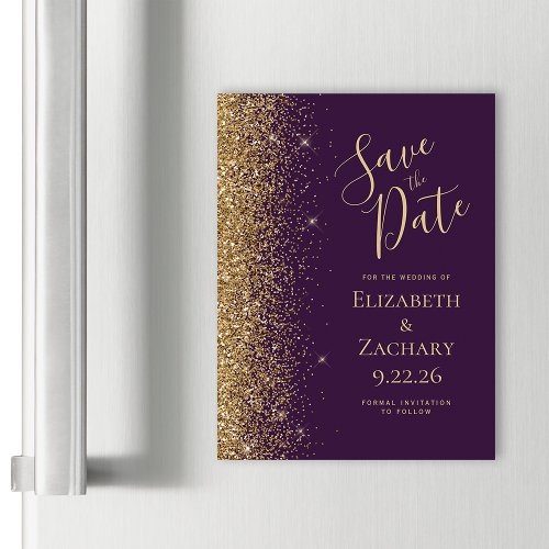 Purple Gold Glitter Magnetic Save the Date