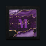 Purple & Gold Glitter Marble Agate Monogram Gift Box<br><div class="desc">Purple and Faux Gold Glitter Marble Agate Monogram design</div>