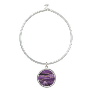 Purple Gold Glitter Marble Custom Name Bracelet