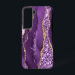Purple Gold Glitter Marble Custom Name Personalize Samsung Galaxy S22 Case<br><div class="desc">Samsung Galaxy Cases or iPhone Cases with Agate Purple Violet Gold Glitter Geode Custom Name Sparkle Marble Personalized Birthday - Anniversary or Wedding Gift / Suppliest - Add Your Name - Text or Remove - Make Your Special Gift - Resize and move or remove and add text / elements with...</div>