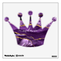 Purple Gold Glitter Marble Custom Name Wall Decal