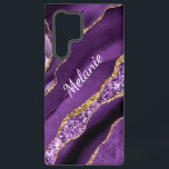 Purple Gold Glitter Marble Custom Your Name Samsung Galaxy S22 Ultra Case<br><div class="desc">Samsung Galaxy Case or iPhone Case with Agate Purple Violet Gold Glitter Geode Custom Name Sparkle Marble Personalized Birthday - Anniversary or Wedding Gift / Suppliest - Add Your Name - Text or Remove - Make Your Special Gift - Resize and move or remove and add text / elements with...</div>