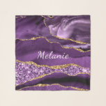 Purple Gold Glitter Marble Custom Your Name Scarf<br><div class="desc">Scarf with Agate Purple Violet Gold Glitter Geode Custom Name Sparkle Marble Personalized Birthday - Anniversary or Wedding Gift / Suppliest - Add Your Name - Text or Remove - Make Your Special Scarves Gift - Resize and move or remove and add text / elements with Customization tool. Design by...</div>