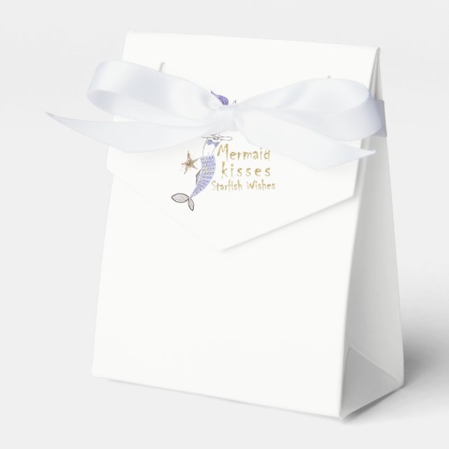 Purple & Gold Glitter Mermaid Birthday Party Favor Boxes (Front Side)